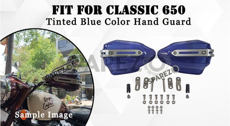 Fit For Royal Enfield Classic 650 Tinted Blue Color Hand Guard - SPAREZO